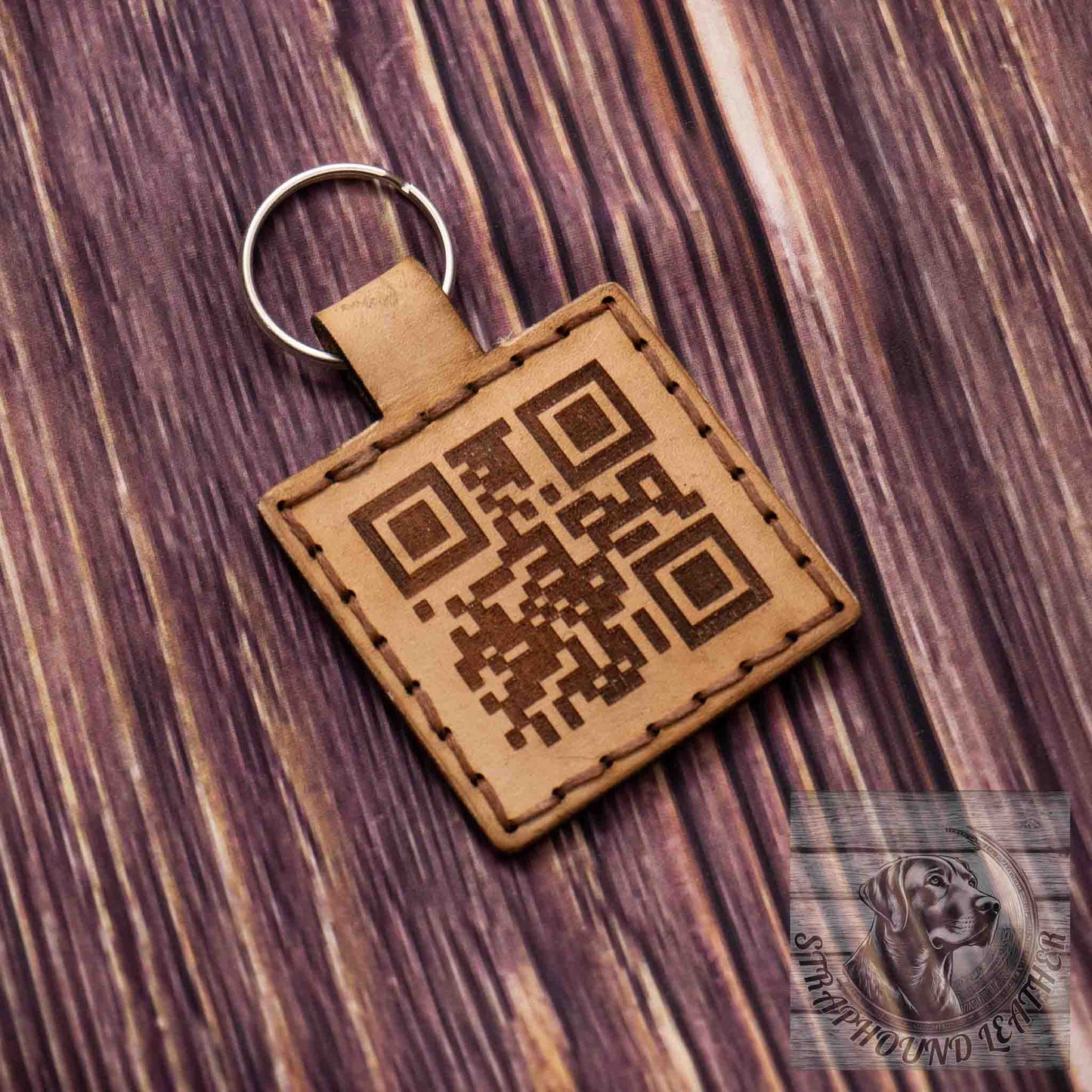 QR Code Leather Keychain - Straphound Leather