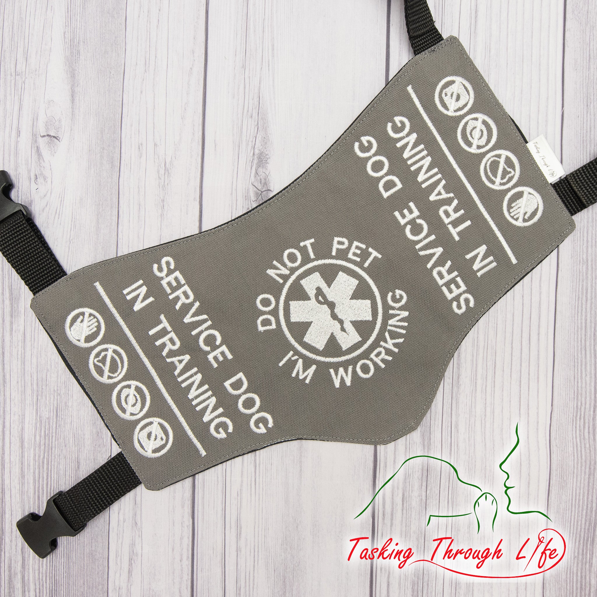 Service dog in outlet training tag